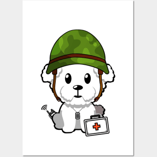 Cute furry dog is an army medic Posters and Art